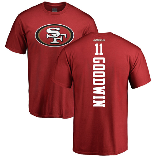 Men San Francisco 49ers Red Marquise Goodwin Backer #11 NFL T Shirt->nfl t-shirts->Sports Accessory